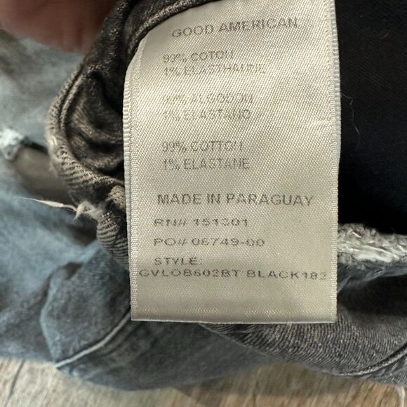 Good American Distressed Black Straight Jeans Size 6/28 High Waist Grunge Emo - Picture 4 of 6